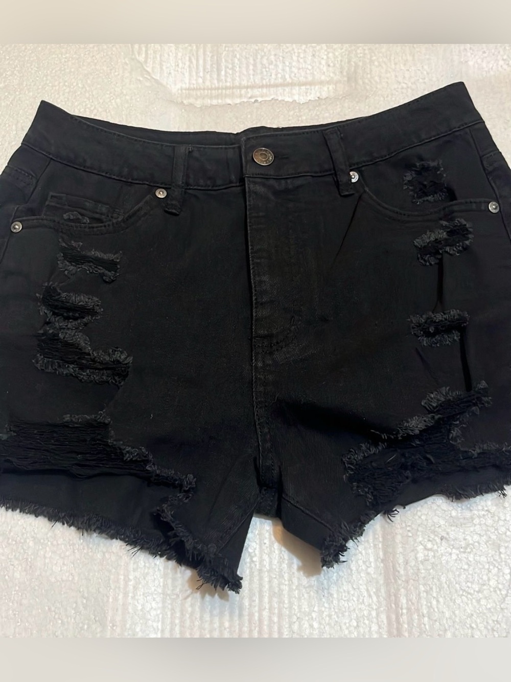 ♥️Almost Famous Black Distressed High-Rise Jean Shorts
